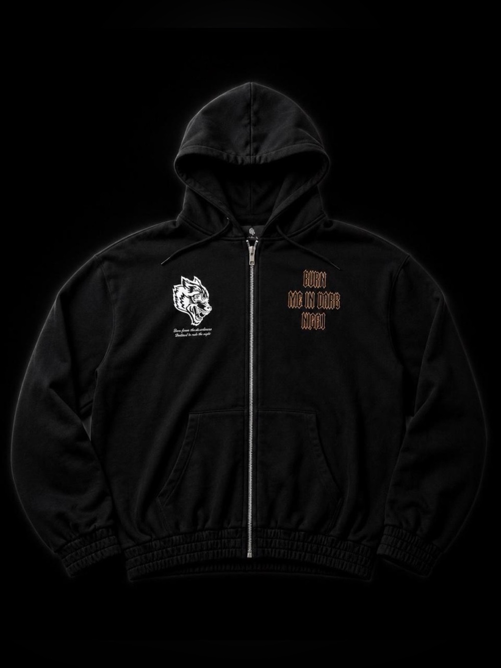 Darc Sport Black Hoodie with Tan Gothic 'Bury Me In Dark' Text